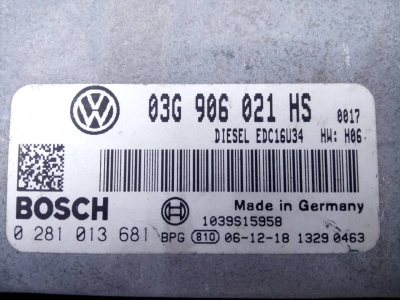 Recambio de centralita motor uce para volkswagen caddy ka/kb (2k) furg. referencia OEM IAM 03G906021HS 0281013681 E2-A1-45-7