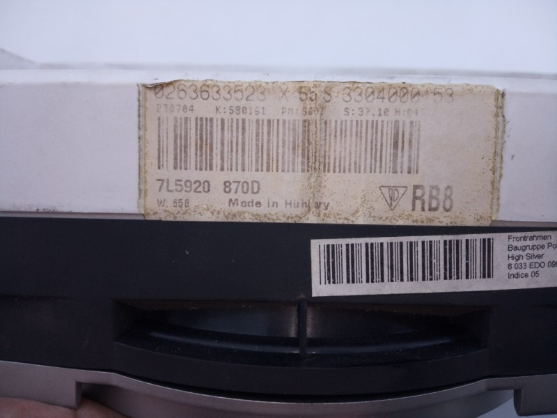 Recambio de cuadro instrumentos para porsche cayenne (typ 9pa) s referencia OEM IAM 7L5920870D 0263633523 E3-B6-26-5