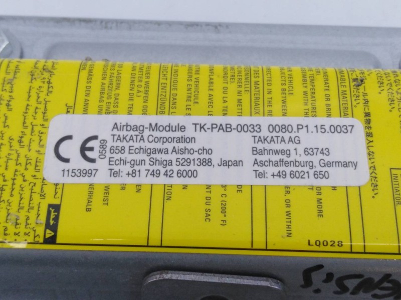 Recambio de airbag delantero derecho para toyota avensis referencia OEM IAM 004153606KC3 TKPAB0033P1150037 E2-B4-9-1