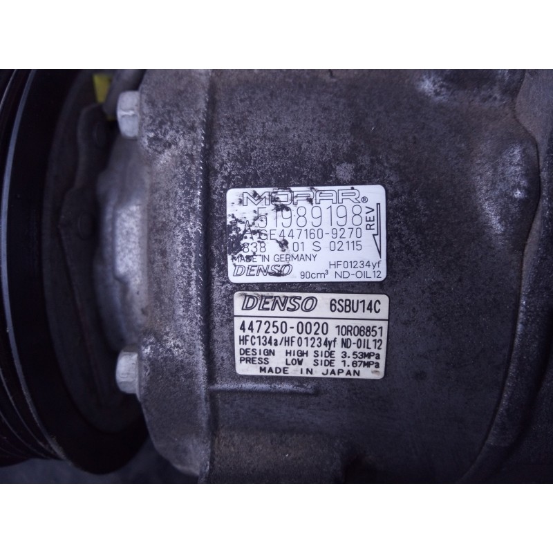 Recambio de compresor aire acondicionado para jeep renegade night eagle 4x2 referencia OEM IAM 4472500020 10R06851 P3-A1-34-1