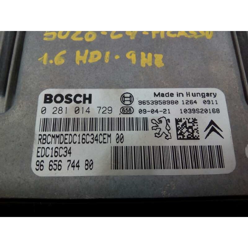 Recambio de centralita motor uce para citroën c4 grand picasso exclusive plus referencia OEM IAM 0281014729 9653958980 E3-B2-34-