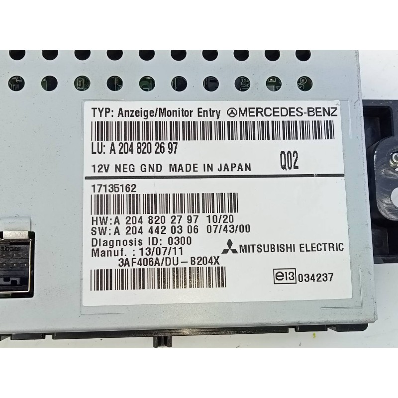 Recambio de sistema navegacion gps para mercedes-benz clase glk (w204) glk glk 220 cdi 4-matic be edición limitada (204.984) ref