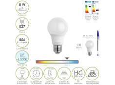 Recambio de bombillas para universal acc.electricos bombilla led estandar rosca e27. 9.5 watt. equivale a 75 watt. 1 referencia 