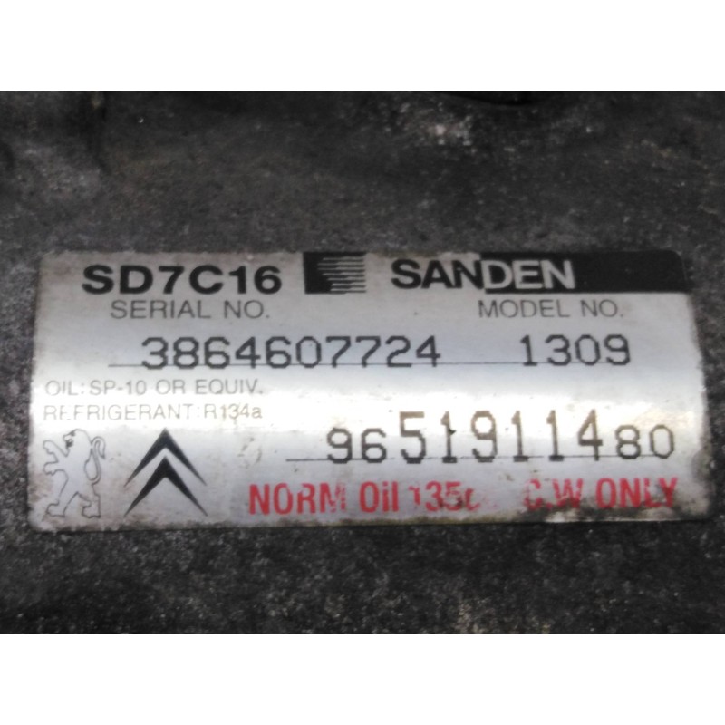 Recambio de compresor aire acondicionado para citroën c4 picasso exclusive referencia OEM IAM 9651911480 3864607724 P3-A2-24-1