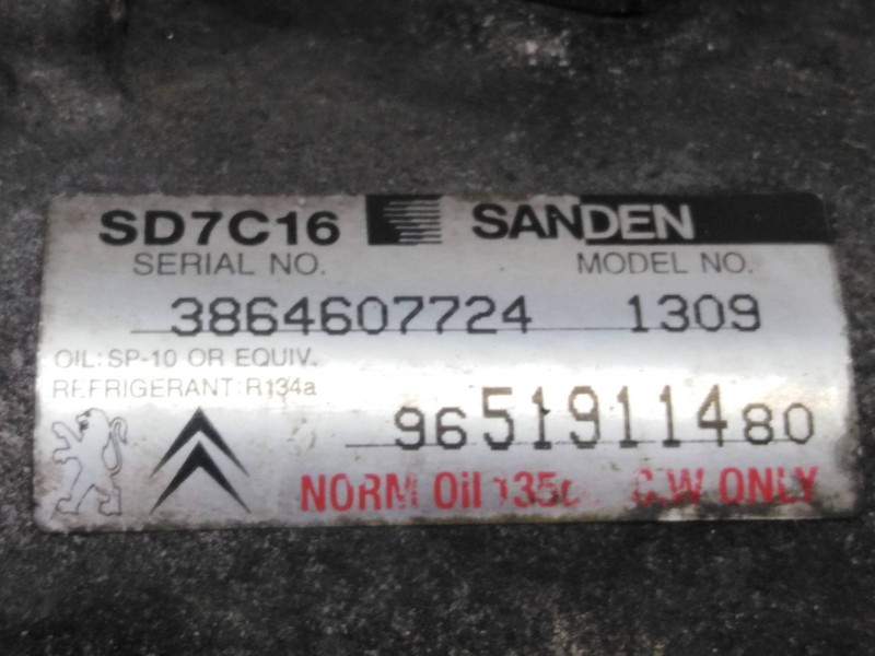 Recambio de compresor aire acondicionado para citroën c4 picasso exclusive referencia OEM IAM 9651911480 3864607724 P3-A2-24-1