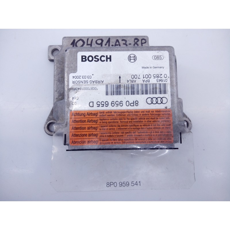 Recambio de centralita airbag para audi a3 (8p) 2.0 tdi ambition referencia OEM IAM 8P0959655D 0285001700 E2-A1-9-2