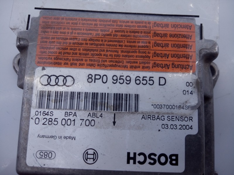 Recambio de centralita airbag para audi a3 (8p) 2.0 tdi ambition referencia OEM IAM 8P0959655D 0285001700 E2-A1-9-2