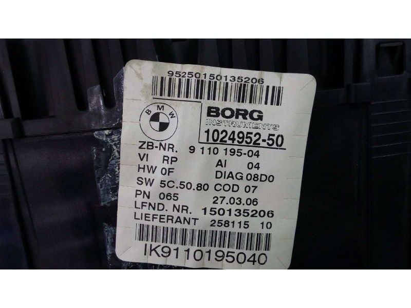 Recambio de cuadro instrumentos para bmw serie 1 berlina (e81/e87) 120d referencia OEM IAM 102495250 IK9110195040 E3-A2-40-1