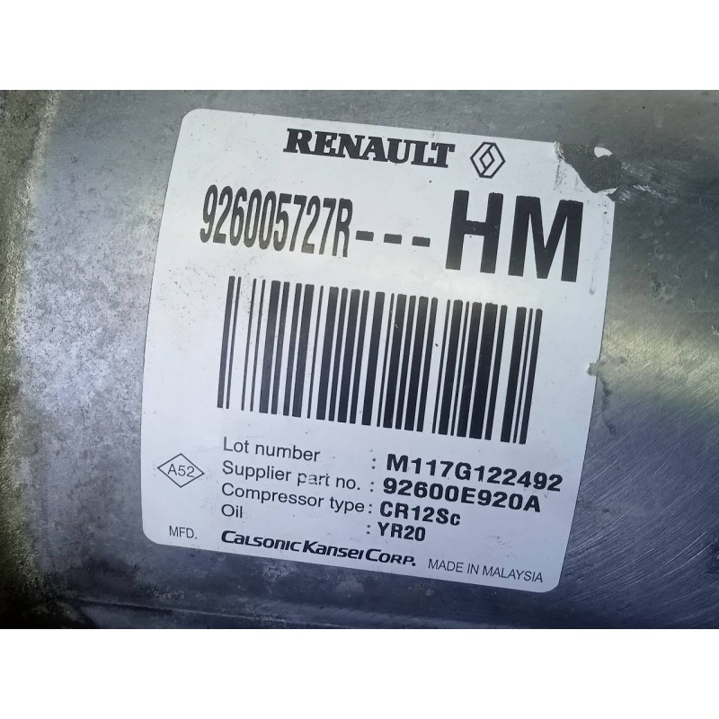 Recambio de compresor aire acondicionado para dacia lodgy ambiance referencia OEM IAM 926005727R 92600E920A P3-A2-24-1