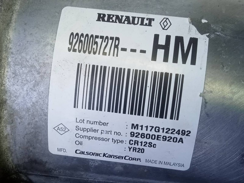 Recambio de compresor aire acondicionado para dacia lodgy ambiance referencia OEM IAM 926005727R 92600E920A P3-A2-24-1