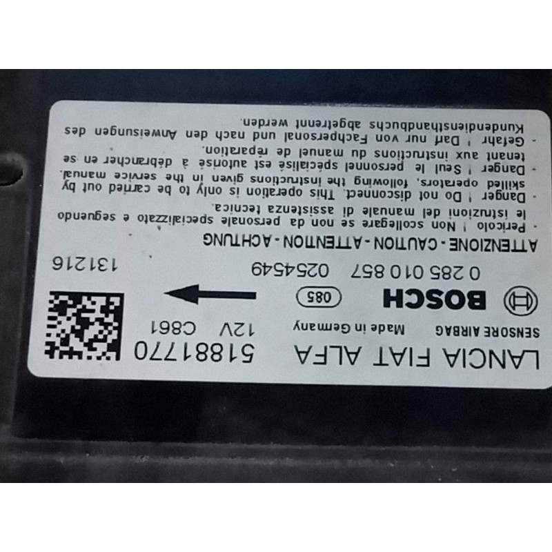 Recambio de centralita airbag para fiat doblo ii (152) emotion referencia OEM IAM 51881770  