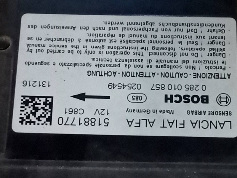 Recambio de centralita airbag para fiat doblo ii (152) emotion referencia OEM IAM 51881770  