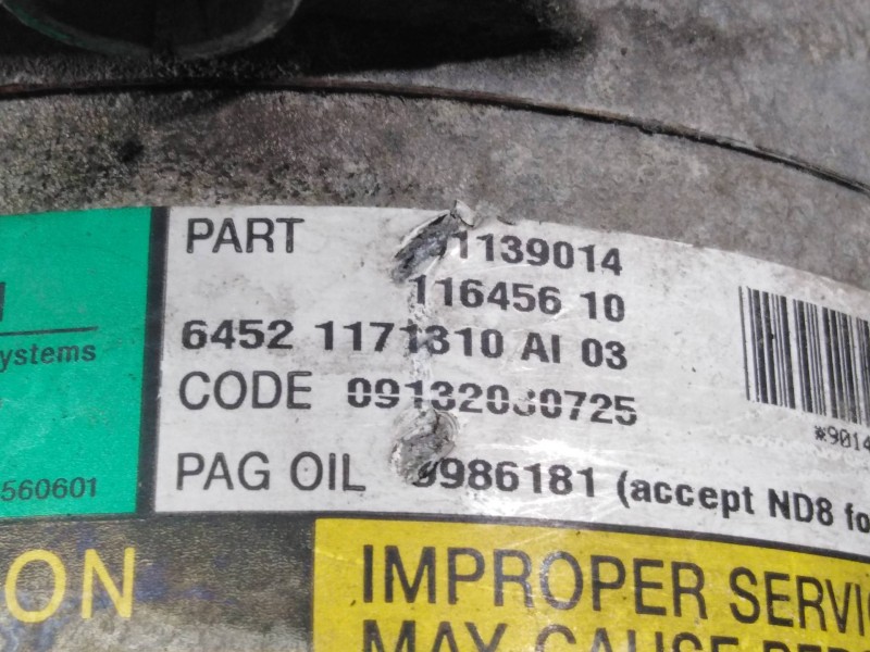 Recambio de compresor aire acondicionado para mini mini (r50,r53) cooper referencia OEM IAM 091320J0725 11645610 P3-A2-24-2
