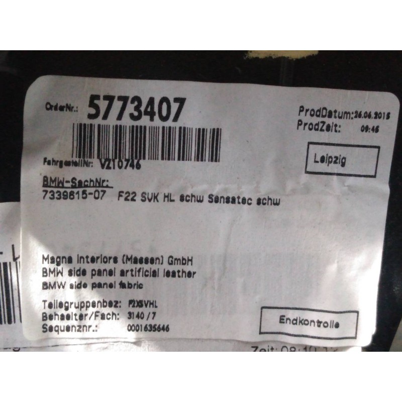 Recambio de guarnecido puerta trasera izquierda para bmw serie 2 coupe (f22) 220d m sport referencia OEM IAM   P2-A3-28