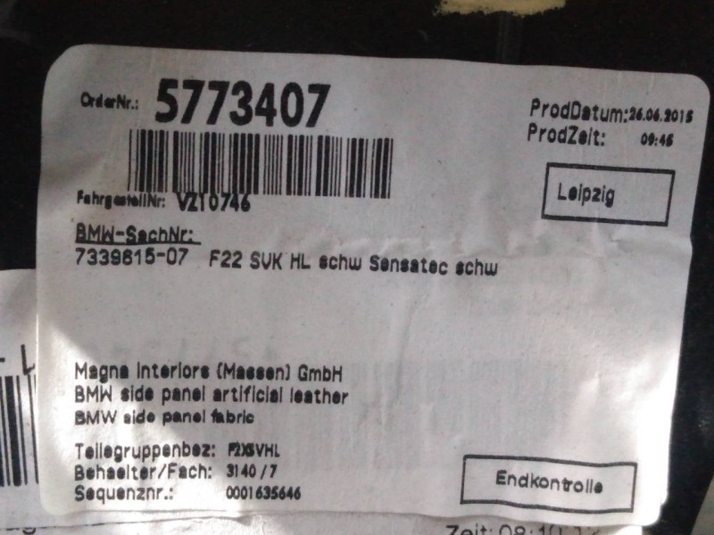 Recambio de guarnecido puerta trasera izquierda para bmw serie 2 coupe (f22) 220d m sport referencia OEM IAM   P2-A3-28