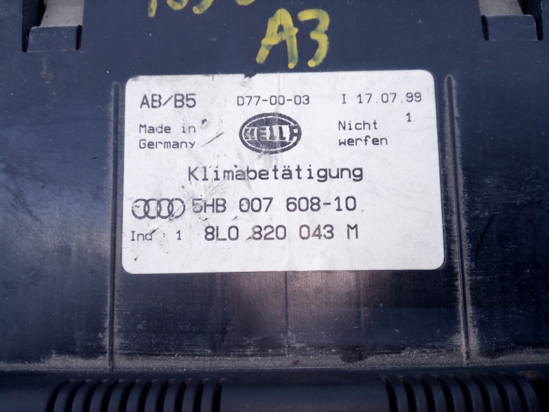 Recambio de mando climatizador para audi a3 (8l) 1.9 tdi ambiente referencia OEM IAM 5HB00760810 8L0820043M E2-A1-3-4