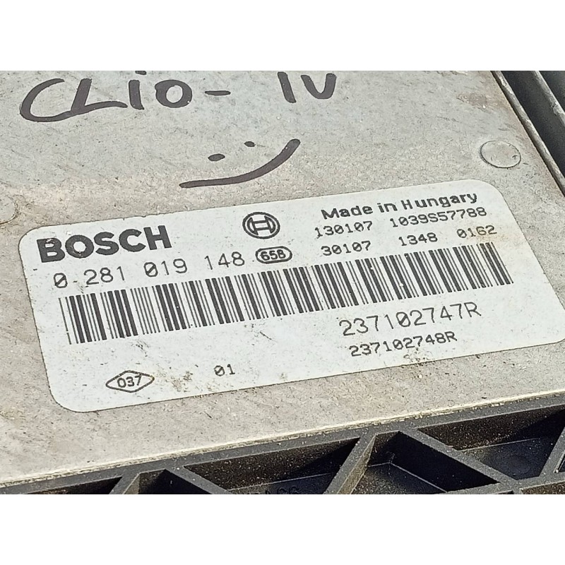 Recambio de centralita motor uce para renault clio iv dynamique referencia OEM IAM 237102747R 0281019148 E2-A1-40-1