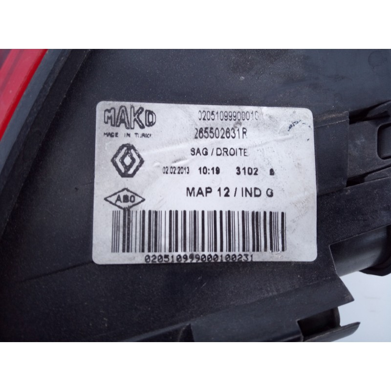 Recambio de piloto trasero derecho para renault clio iv dynamique referencia OEM IAM 26550631R  E1-A1-31-2