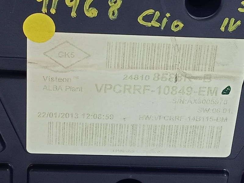 Recambio de cuadro instrumentos para renault clio iv dynamique referencia OEM IAM 248108583R  E2-A1-43-2