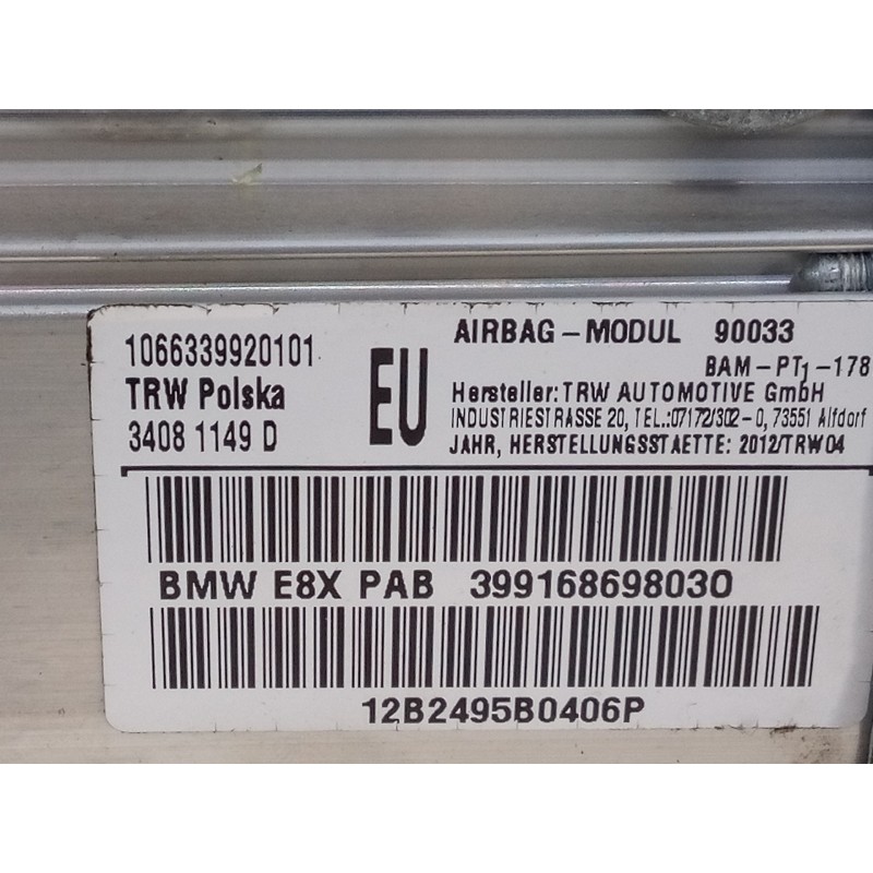 Recambio de airbag delantero derecho para bmw serie 1 coupe (e82) 118d referencia OEM IAM 12B2495B0406P 399168698030 E3-A2-22-1