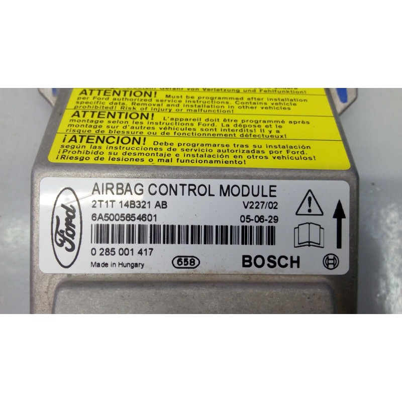 Recambio de centralita airbag para ford transit connect (tc7) referencia OEM IAM 2T1T14B321AB 0285001417 E3-B3-34-1