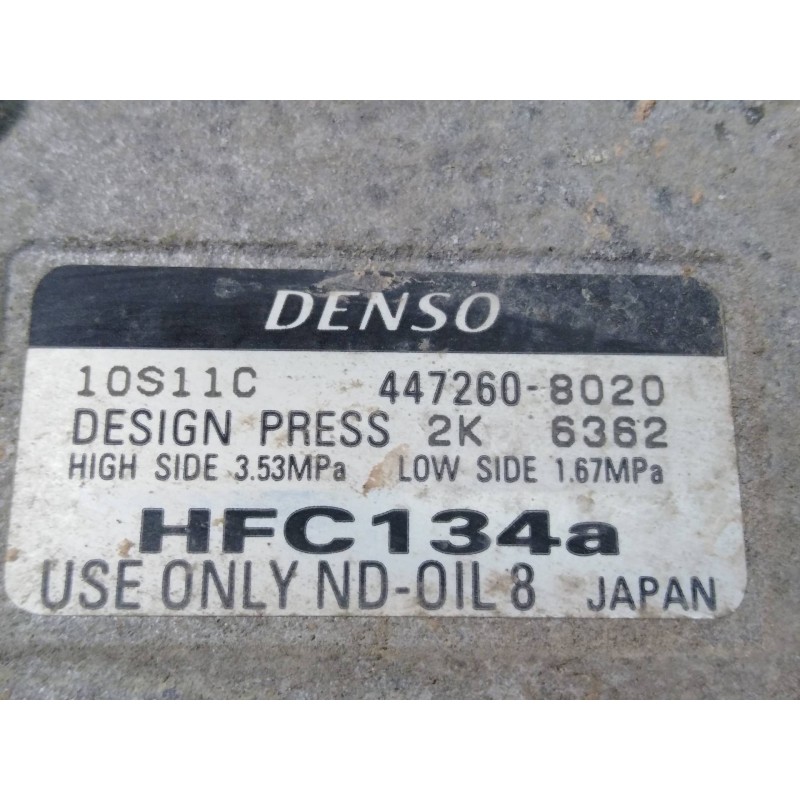Recambio de compresor aire acondicionado para toyota hilux (kun) double cab 4x4 referencia OEM IAM 4472608020 2K6362 P3-A1-4-3