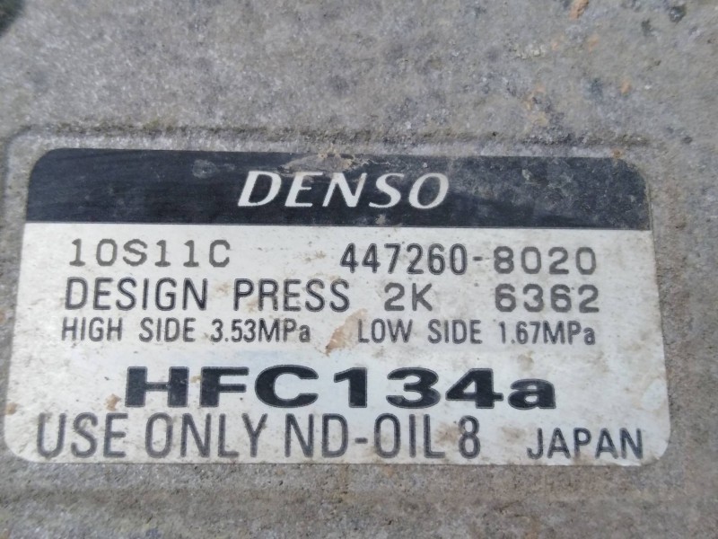 Recambio de compresor aire acondicionado para toyota hilux (kun) double cab 4x4 referencia OEM IAM 4472608020 2K6362 P3-A1-4-3