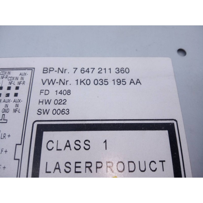 Recambio de sistema audio / radio cd para volkswagen tiguan (5n2) sport 4motion bluemotion referencia OEM IAM 1K0035195AA  E2-A1