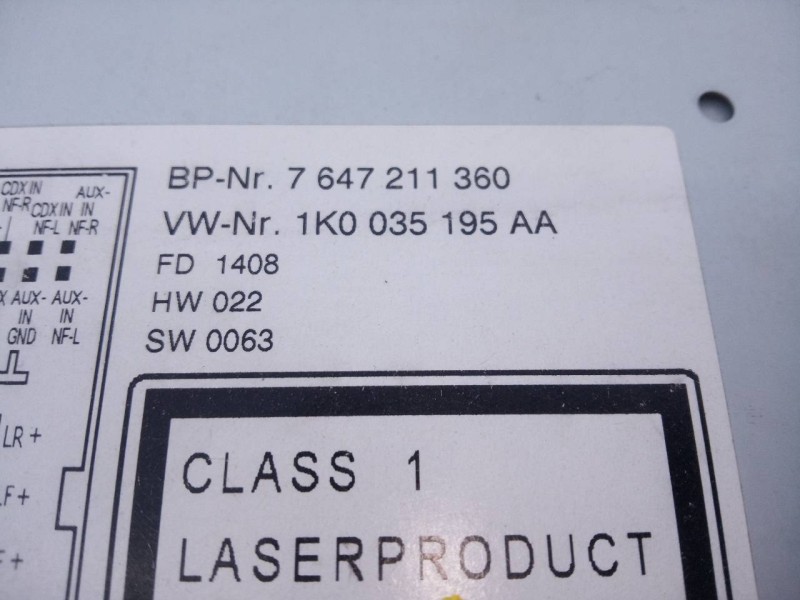 Recambio de sistema audio / radio cd para volkswagen tiguan (5n2) sport 4motion bluemotion referencia OEM IAM 1K0035195AA  E2-A1