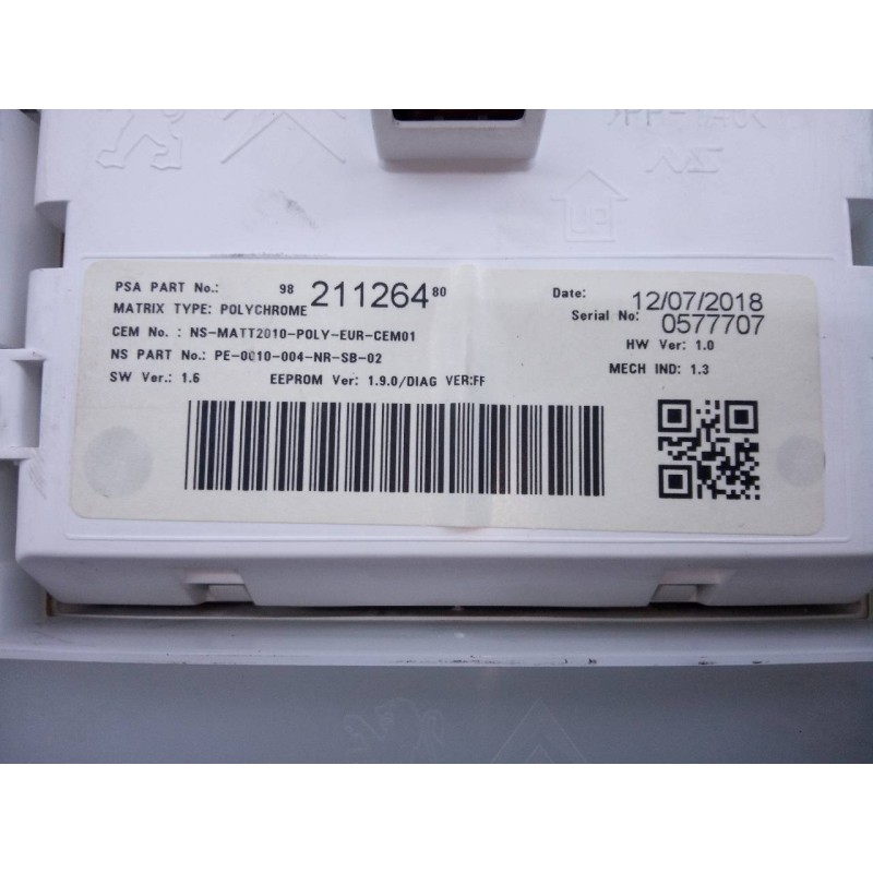 Recambio de cuadro instrumentos para peugeot 208 (p2) allure referencia OEM IAM 9821126480  E3-B2-28-1