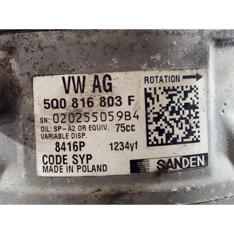 Recambio de compresor aire acondicionado para volkswagen golf vii lim. (bq1) sport referencia OEM IAM 5Q0816803F 020255059B4 P3-