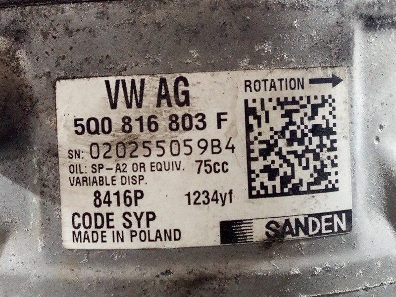 Recambio de compresor aire acondicionado para volkswagen golf vii lim. (bq1) sport referencia OEM IAM 5Q0816803F 020255059B4 P3-