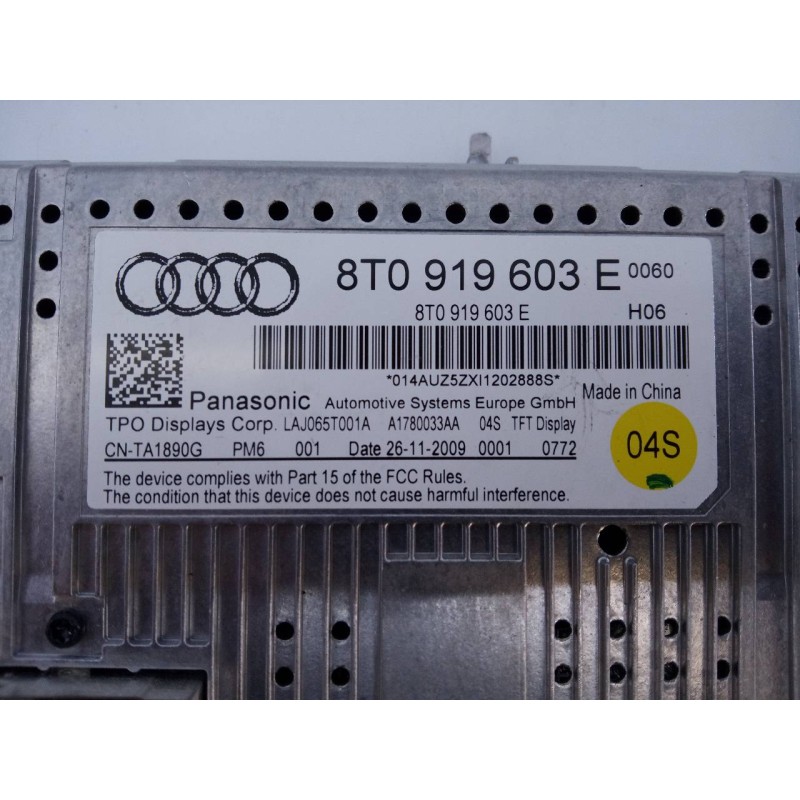 Recambio de sistema audio / radio cd para audi q5 (8r) 2.0 tdi (125kw) referencia OEM IAM 8T0919603E  E2-A1-8-7