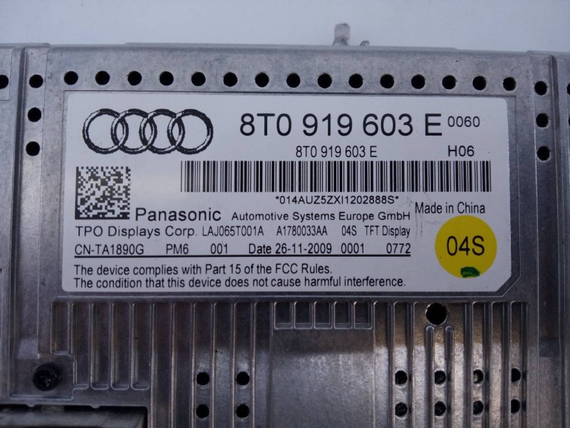 Recambio de sistema audio / radio cd para audi q5 (8r) 2.0 tdi (125kw) referencia OEM IAM 8T0919603E  E2-A1-8-7