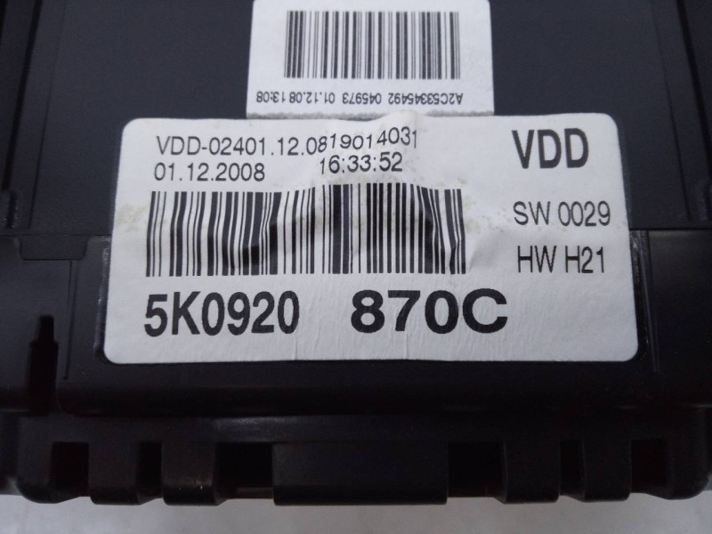 Recambio de cuadro instrumentos para volkswagen golf vi (5k1) cosmo referencia OEM IAM 5K0920870C  E2-A1-13-7