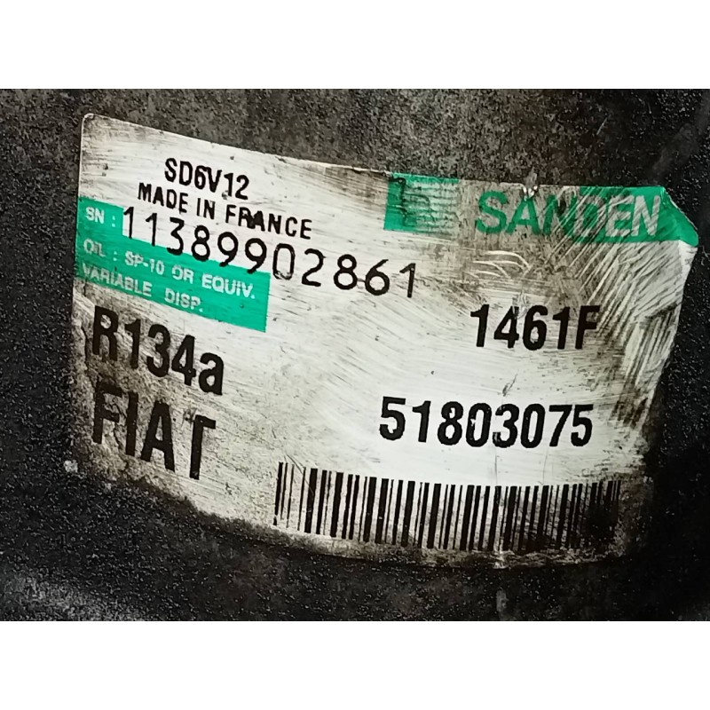 Recambio de compresor aire acondicionado para fiat linea (110) dynamic referencia OEM IAM 1139902861 51803075 P3-A2-9-3