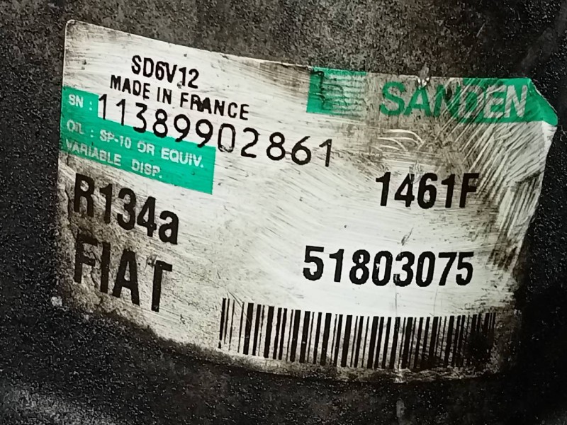 Recambio de compresor aire acondicionado para fiat linea (110) dynamic referencia OEM IAM 1139902861 51803075 P3-A2-9-3