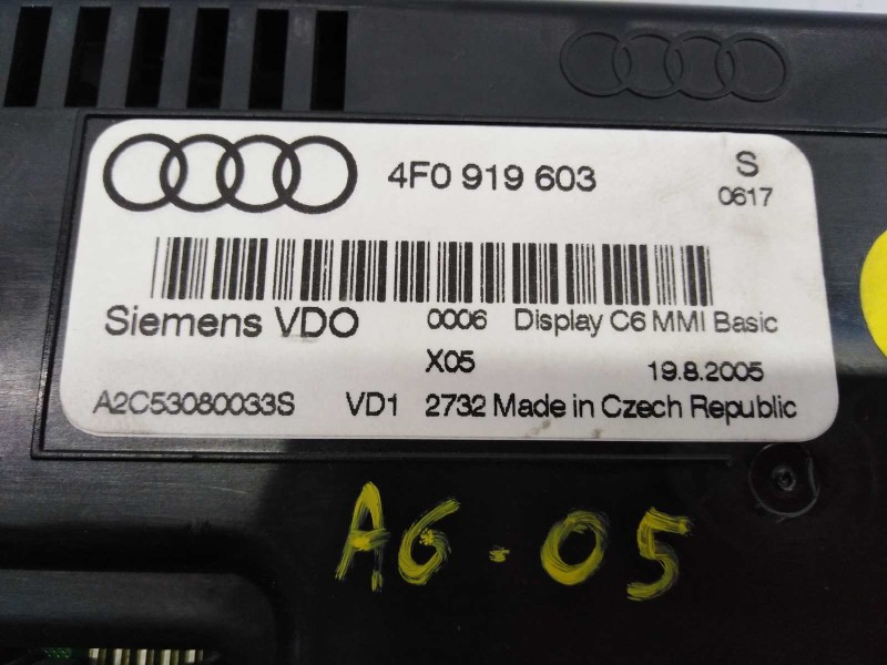 Recambio de pantalla multifuncion para audi a6 berlina (4f2) referencia OEM IAM 4F0919603  E2-A1-8-6