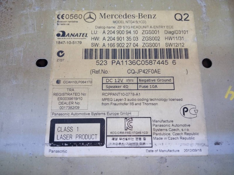 Recambio de sistema navegacion gps para mercedes-benz clase c (w204) familiar c 200 t cdi blueefficiency (204.201) referencia OE
