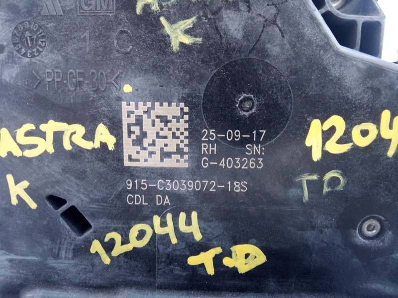 Recambio de cerradura puerta trasera derecha para opel astra k lim. 5türig dynamic referencia OEM IAM 915C303907218S  E2-B6-69-2