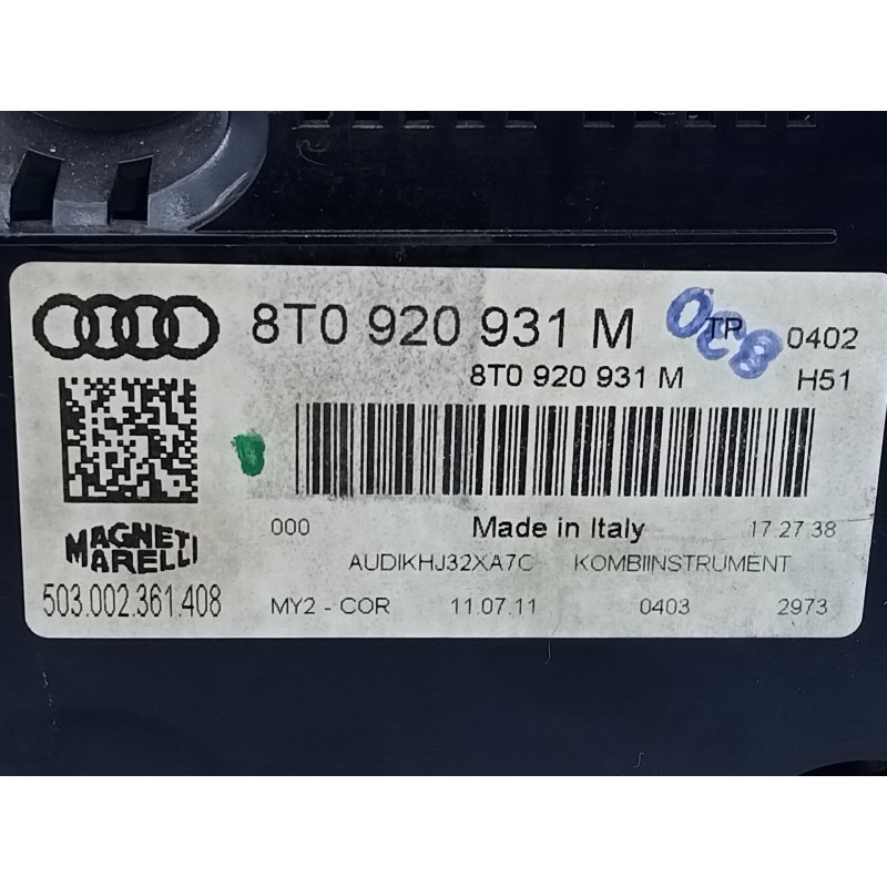Recambio de cuadro instrumentos para audi a5 sportback (8t) 2.0 tdi (105kw) referencia OEM IAM 8T0920931M  E2-A1-32-2