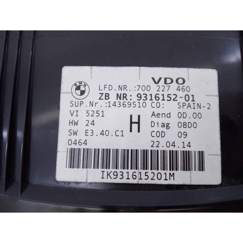 Recambio de cuadro instrumentos para bmw x1 (e84) sdrive 18d referencia OEM IAM 931615201 700227460 E3-A2-38-1