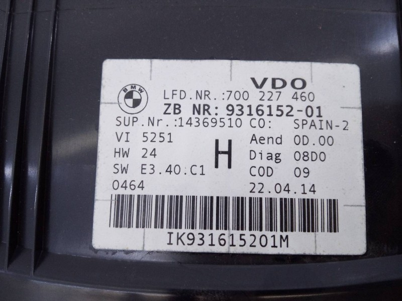 Recambio de cuadro instrumentos para bmw x1 (e84) sdrive 18d referencia OEM IAM 931615201 700227460 E3-A2-38-1