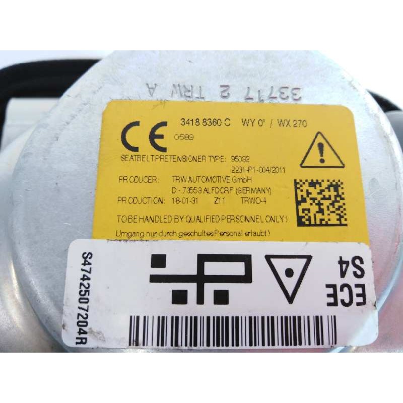 Recambio de cinturon seguridad trasero derecho para bmw serie x1 (f48) sdrive18d referencia OEM IAM 34188360  E1-A3-23-1