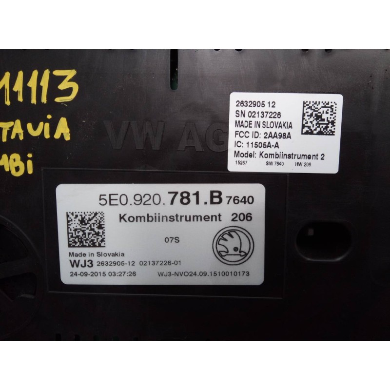 Recambio de cuadro instrumentos para skoda octavia combi (5e5) active referencia OEM IAM 5E0920781B  E2-A1-32-2