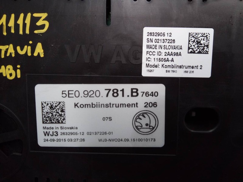 Recambio de cuadro instrumentos para skoda octavia combi (5e5) active referencia OEM IAM 5E0920781B  E2-A1-32-2
