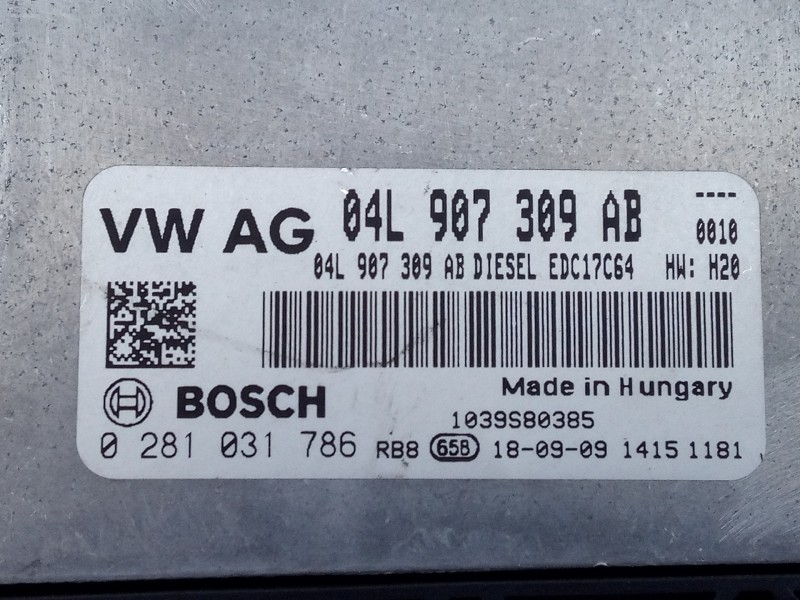 Recambio de centralita motor uce para volkswagen caddy furgón/kombi maxi kombi bmt referencia OEM IAM 04L907309AB 0281031786 E2-