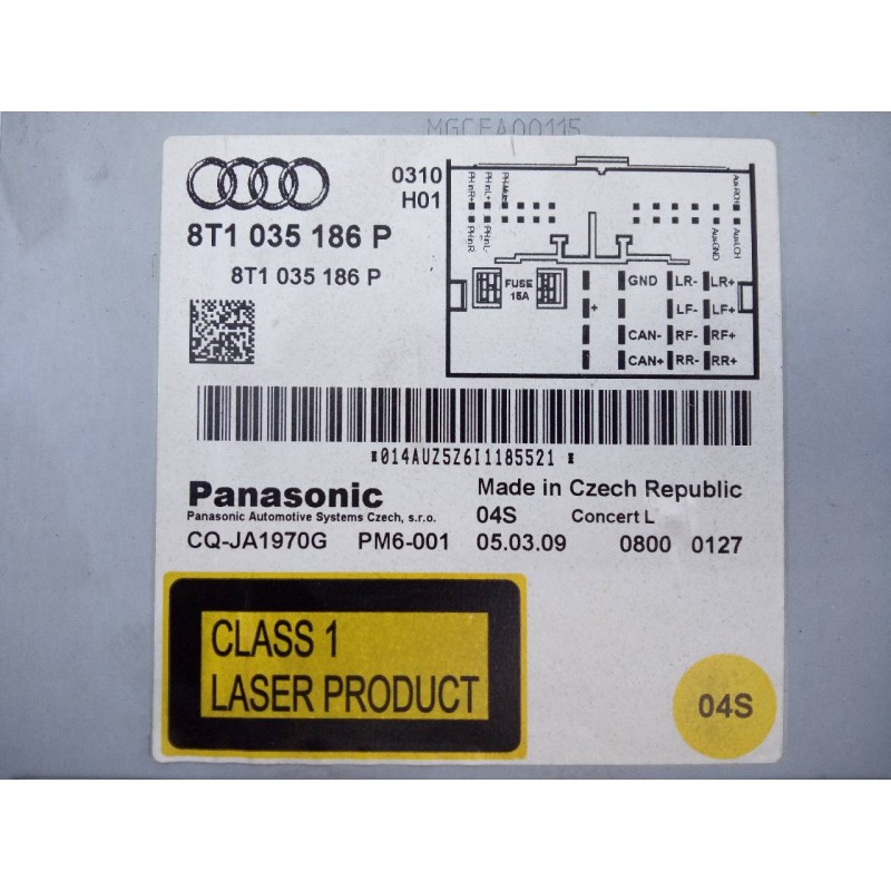Recambio de sistema audio / radio cd para audi a4 ber. (b8) básico referencia OEM IAM 8T1035186P 8T0919603A E2-A1-15-3