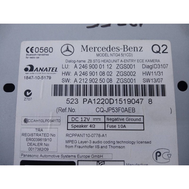 Recambio de sistema navegacion gps para mercedes-benz clase cla (w117) cla referencia OEM IAM A2469001206 A2469000112 E3-A1-28-3