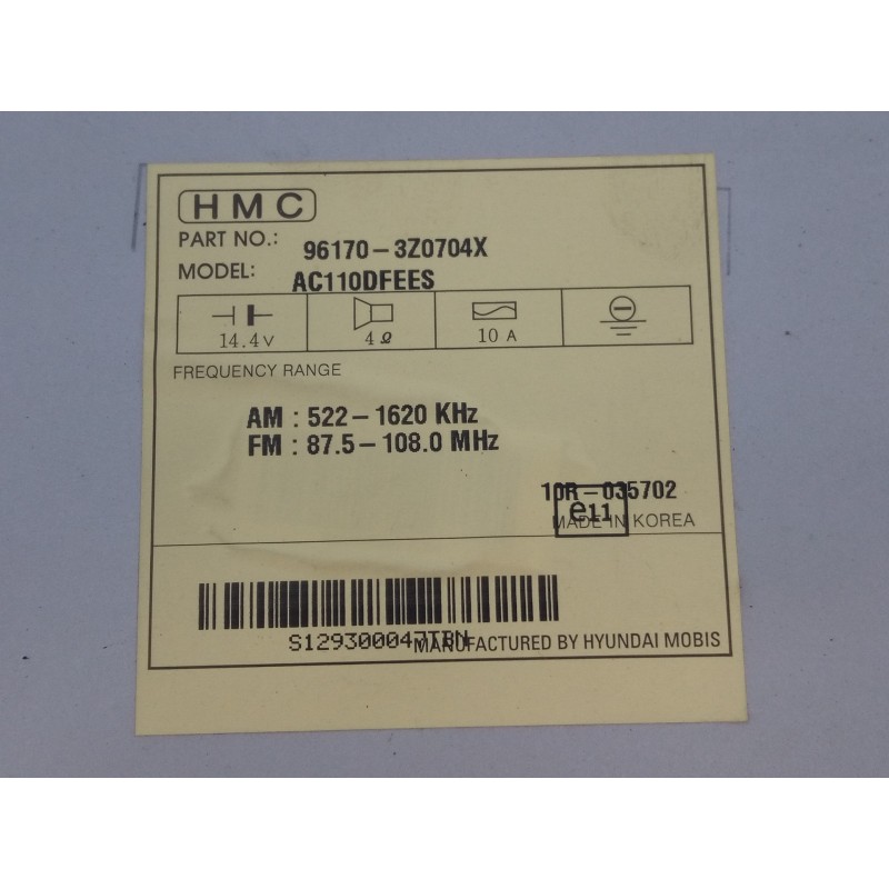 Recambio de sistema audio / radio cd para hyundai i40 tecno blue referencia OEM IAM 961703Z0704X  E3-A3-45-2